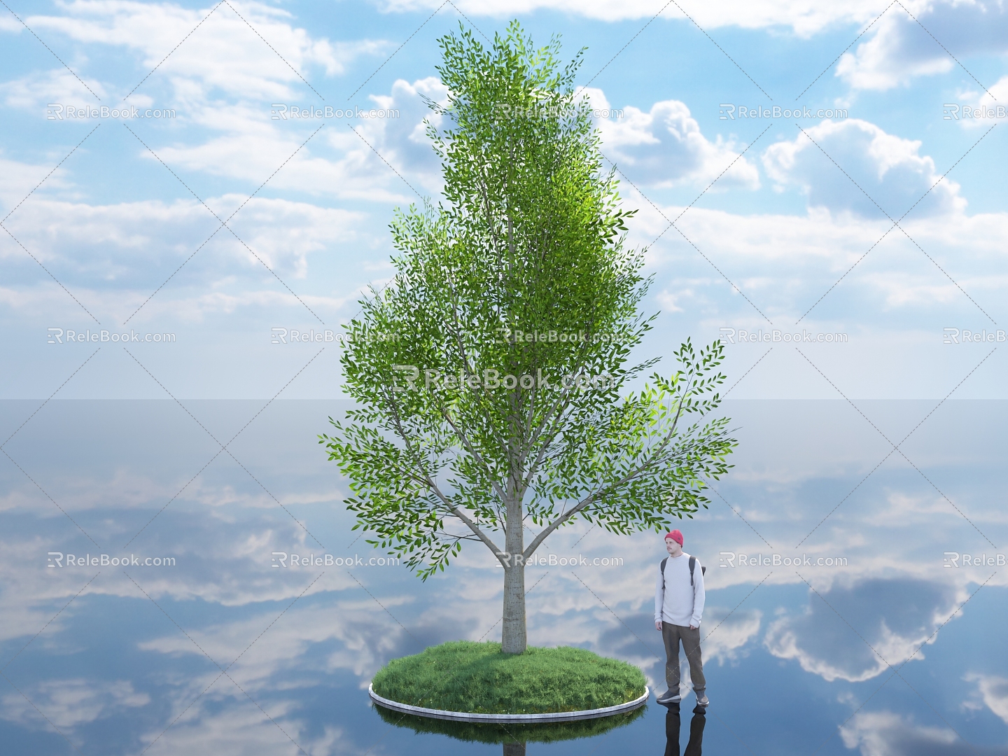 Trees Trees Branches Plants Forest Street Trees Park City Greening Landscape Greening Outdoor Lawn Grass Figure Man Sky 3d model