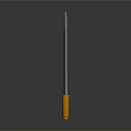 Sharp Knife With Silver Blade And Orange Handle On Dark Background
