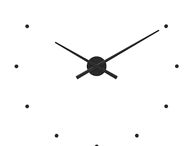 Minimalist Wall Clock with Black Hands and Dot Markers on White Background 3d model