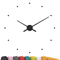 Minimalist Wall Clock with Black Hands and Dot Markers on White Background