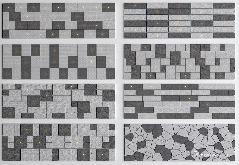 Decorative Garden Paving Stone Design Ideas Featuring Various Geometric Patterns 3d model