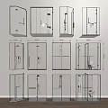 Minimalist Shower Shower Partition Shower Towel Rack Bathroom Hardware 3d model