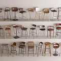 Various Styles of Modern Bar Stools with Different Materials and Designs