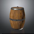 Vintage Wooden Barrel With Natural Wood Grain Metal Hoops And Top Ring