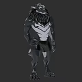 Anthropomorphic Mythical Beast Character With Black White Fur Muscular Build Standing Pose