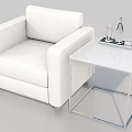Modern Exhibition Furniture White Leather Chair With Metal Frame Side Table Design