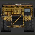 Komatsu Large Mining Dump Truck Featuring Yellow Body Large Tires And Open Bed