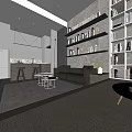Modern Apartment Living Room With Open Layout Bookshelves Sofa And Rug