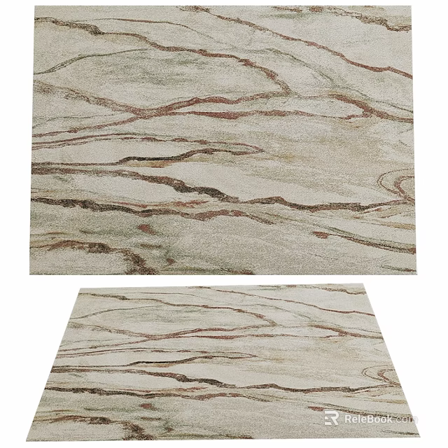 Square Carpet With Natural Wavy Texture And Neutral Tones For Home Decor 3d model 