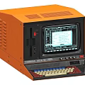 Vintage Orange Retro Computer With Screen Text Display And Colorful Keyboard