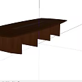 Modern Office Conference Table Oval Shaped Wooden Top With Central Metal Strip And Brown Legs