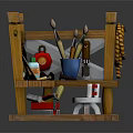 Wooden Kids Workbench Furniture with Tools Paint Brushes Small Chair and Storage