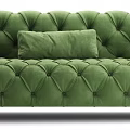 Luxurious Green Tufted Velvet Sectional Sofa With Metal Legs And Plush Cushions