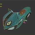 Turquoise Motorcycle with Brown Seat Streamlined Body and Unique Headlight Design