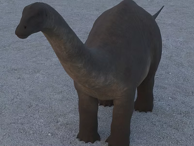 Large Long Necked Reptile Figure With Sturdy Body And Thick Legs On Sandy Ground 3d model