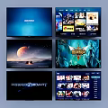 Smart TV Screen Displaying Streaming Apps Movies Games And Scenery Content 3d model