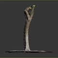 Wooden Stone Artistic Sculpture with Twisted Trunk on Round Stone Base Featuring Small Yellow Decoration