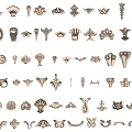 Vintage Ornamental Decorative Elements With Curved Patterns And Floral Designs