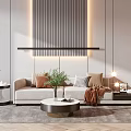 Modern double sofa coffee table group 3d model