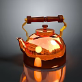 Elegant Copper Teapot With Wooden Handle And Shiny Reflective Surface For Daily Living
