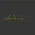 3D Rendered Military Tank With Green Camouflage Tracks And Long Gun Barrel