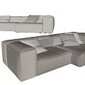 Modern Light Beige Sectional Sofa With Modular Design And Comfortable Cushions 3d model