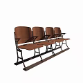 Modern Brown Wooden Public Chairs With Metal Frame Four Seater Design