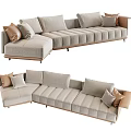 Modern Light Gray L Shaped Sectional Sofa With Decorative Pillows And Upholstered Design 3d model