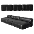 Black Leather Sectional Sofa With Modular Design And Multiple Seats 3d model