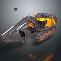 Volvo Functional Excavator Vehicle With Yellow Cab Large Bucket And Heavy Duty Tracks