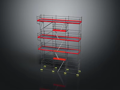 Red Multi Layer Metal Storage Rack With Wheels And Sturdy Frame For Home Use 3d model