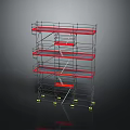Red Multi Layer Metal Storage Rack With Wheels And Sturdy Frame For Home Use 3d model