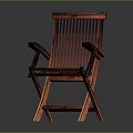 Wooden Folding Leisure Chair With Slat Design And Comfortable Armrests For Relaxation