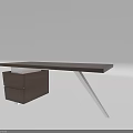 Modern Dark Brown Office Desk With Drawers Black Legs And Sleek Design