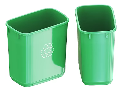 Public Facilities Green Recycling Bins Featuring Recycling Symbol For Waste Management 3d model