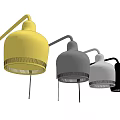 Modern Wall Lamps with Curved Arm and Round Shade in Yellow Gray White Black