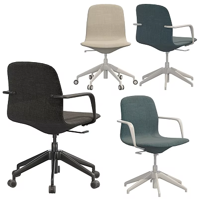 Modern Office Chairs In Different Colors With Caster Wheels Armrests And Stylish Design 3d model
