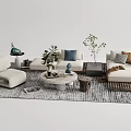 Quiet Sofa Tea Table Combination Sofa Coffee Table 3d model