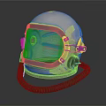 Beige Protective Helmet With Transparent Face Shield Green Frame And Green Hose