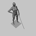 Futuristic Humanoid Robot Character With Metallic Body Blue Eyes And Red Accents On Black Background
