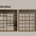Modern Casement Window Display With Grid Frame Structure And Open Design Features 3d model