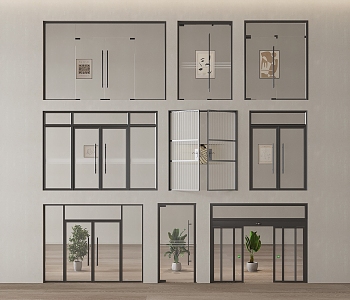 Modern glass sensor door glass double door office glass door shop front room glass door 3d model