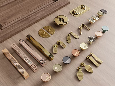 New Chinese cabinet door handle drawer handle metal handle 3d model
