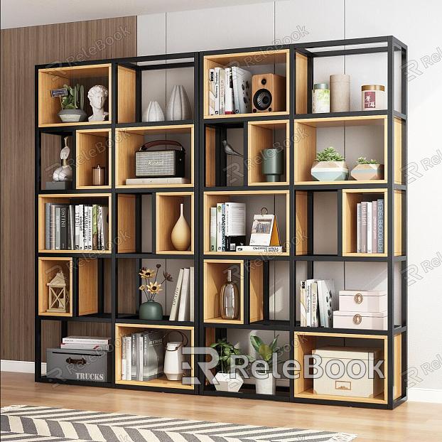 Modern Bookshelf Steel Wood Storage Rack model