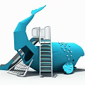 Blue Whale Shaped Playground Equipment With Slide Entrance And Staircase Railings