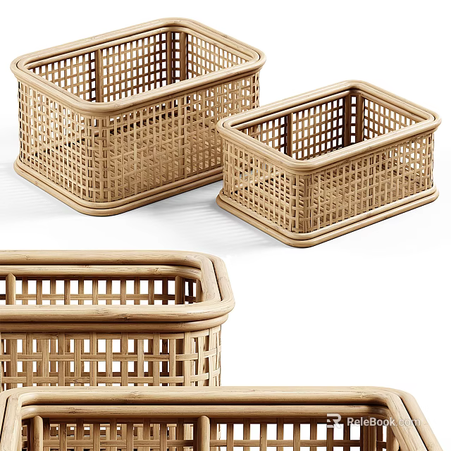 Woven Storage Baskets In Different Sizes For Home And Office 3d model
