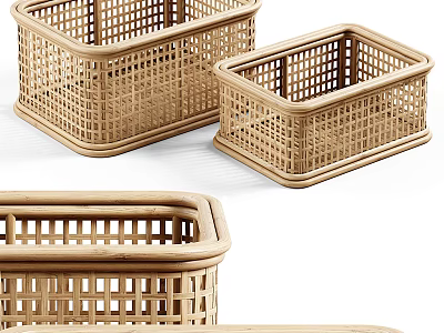 Woven Storage Baskets In Different Sizes For Home And Office 3d model