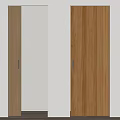Wooden Sliding Doors with Open and Closed States in Modern Interior with White Walls