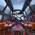 Futuristic KTV Lounge With Neon Lights Digital Screens And Comfortable Seating
