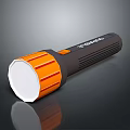 Handheld Flashlight With Black And Orange Body White LED Head Design 3d model